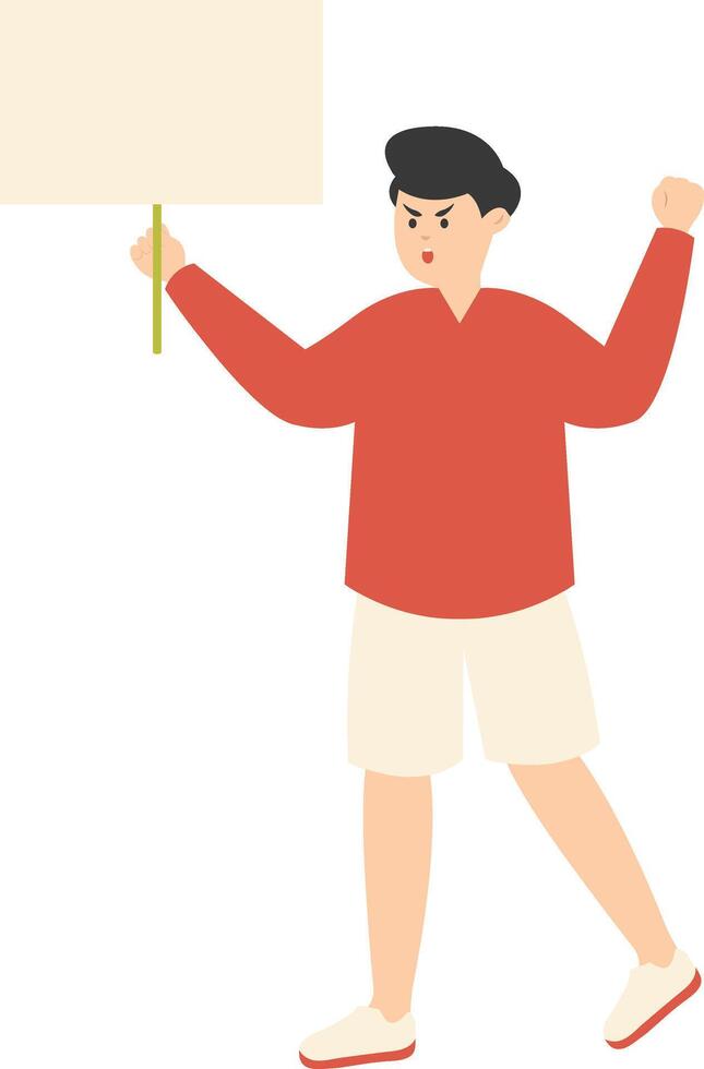 Person Holding Banner Character with Cartoon Design vector