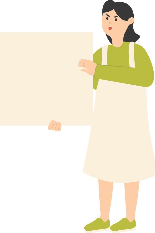 Woman Holding Banner Character in Flat Design vector