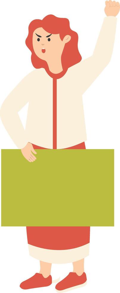 Woman Holding Banner Character in Cartoon Design vector