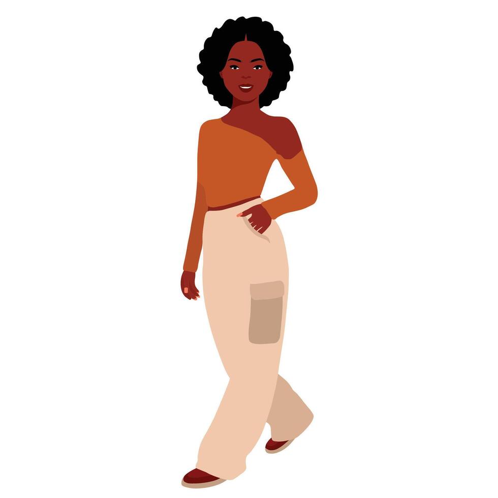 Black woman in brown top vector
