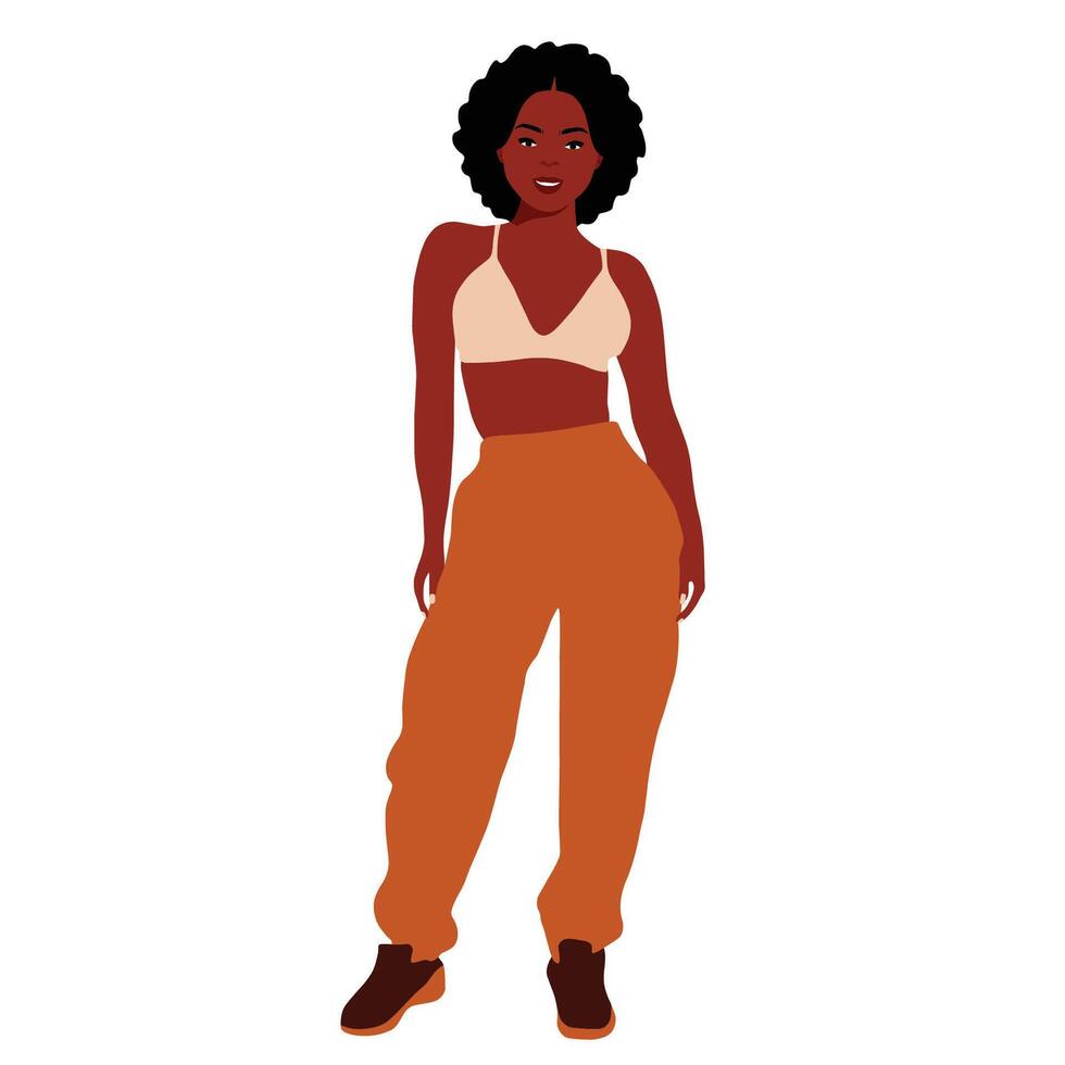 Black woman in brown pants vector
