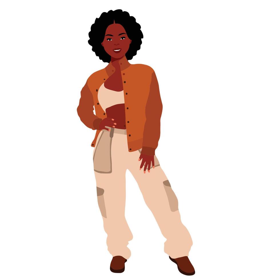 Black woman in baggy clothes vector