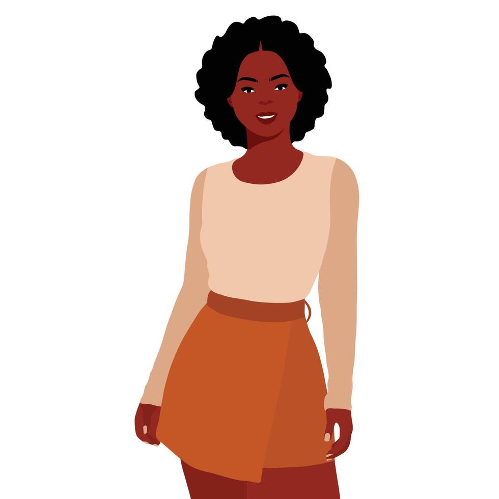 Black girl in short skirt vector