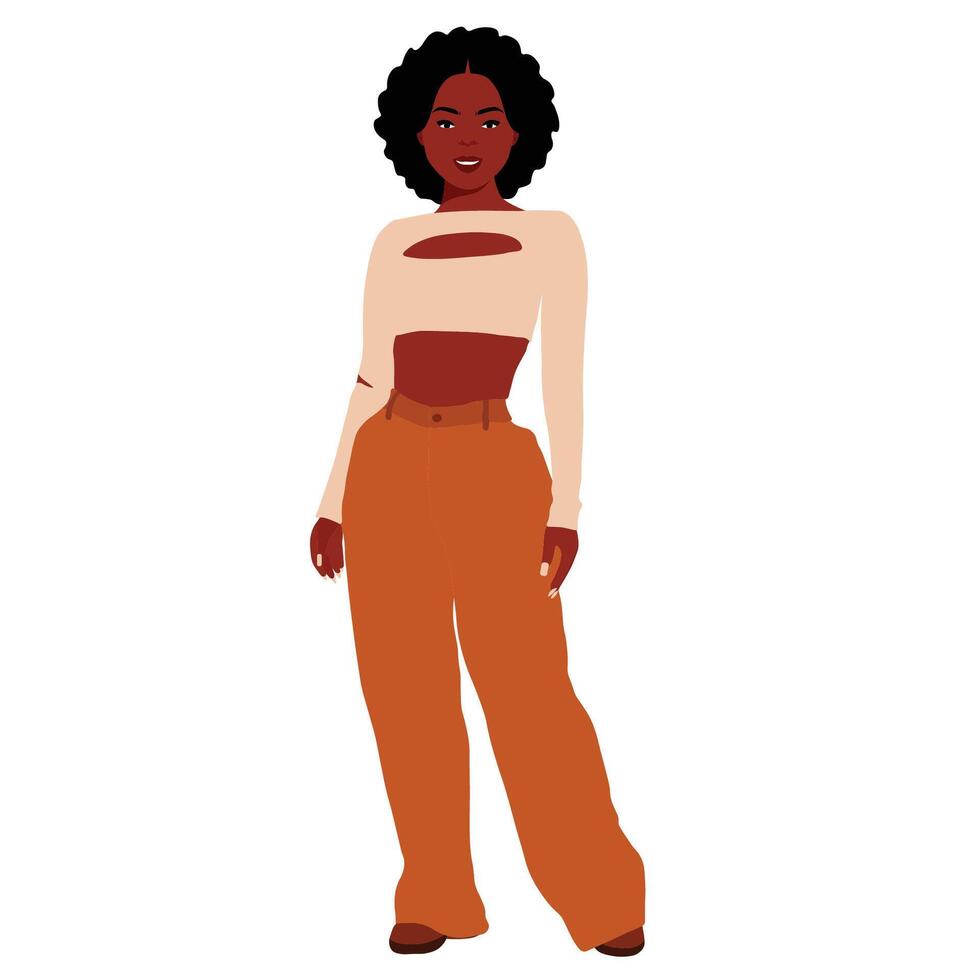 Black girl in stylish top vector