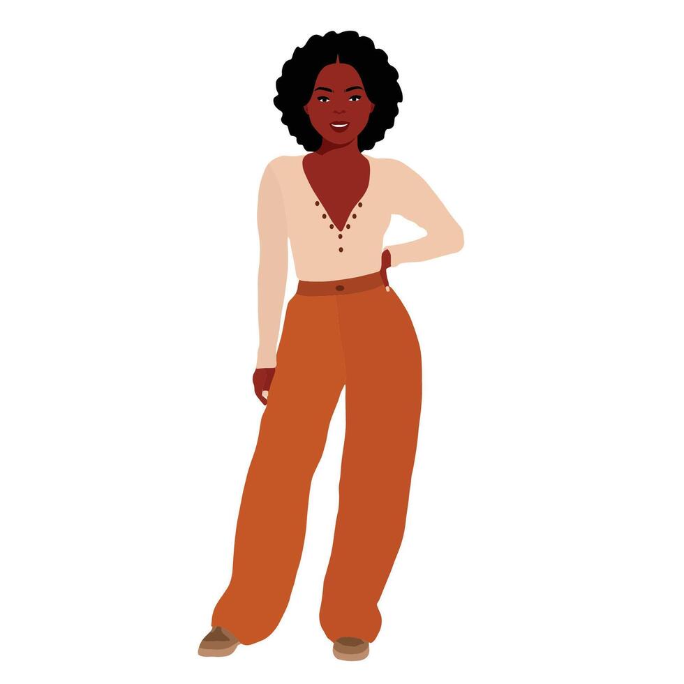 Black woman in long pants vector