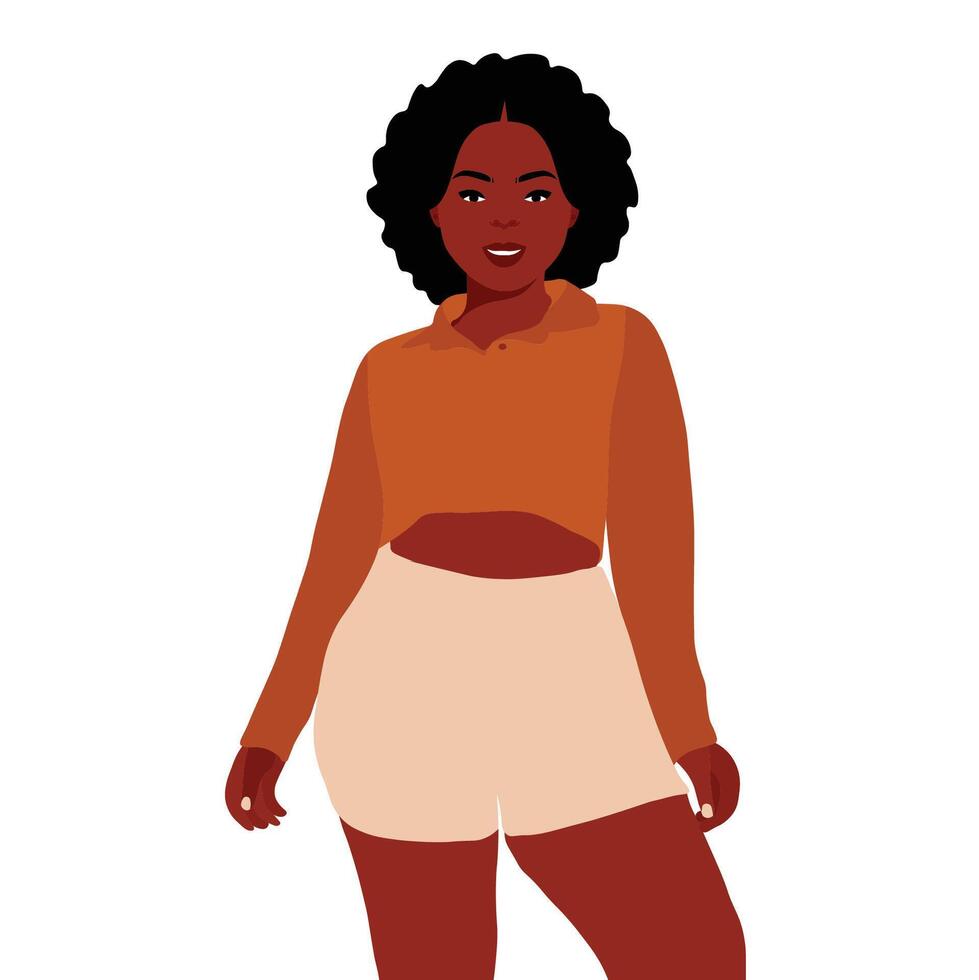 Black woman in white short vector