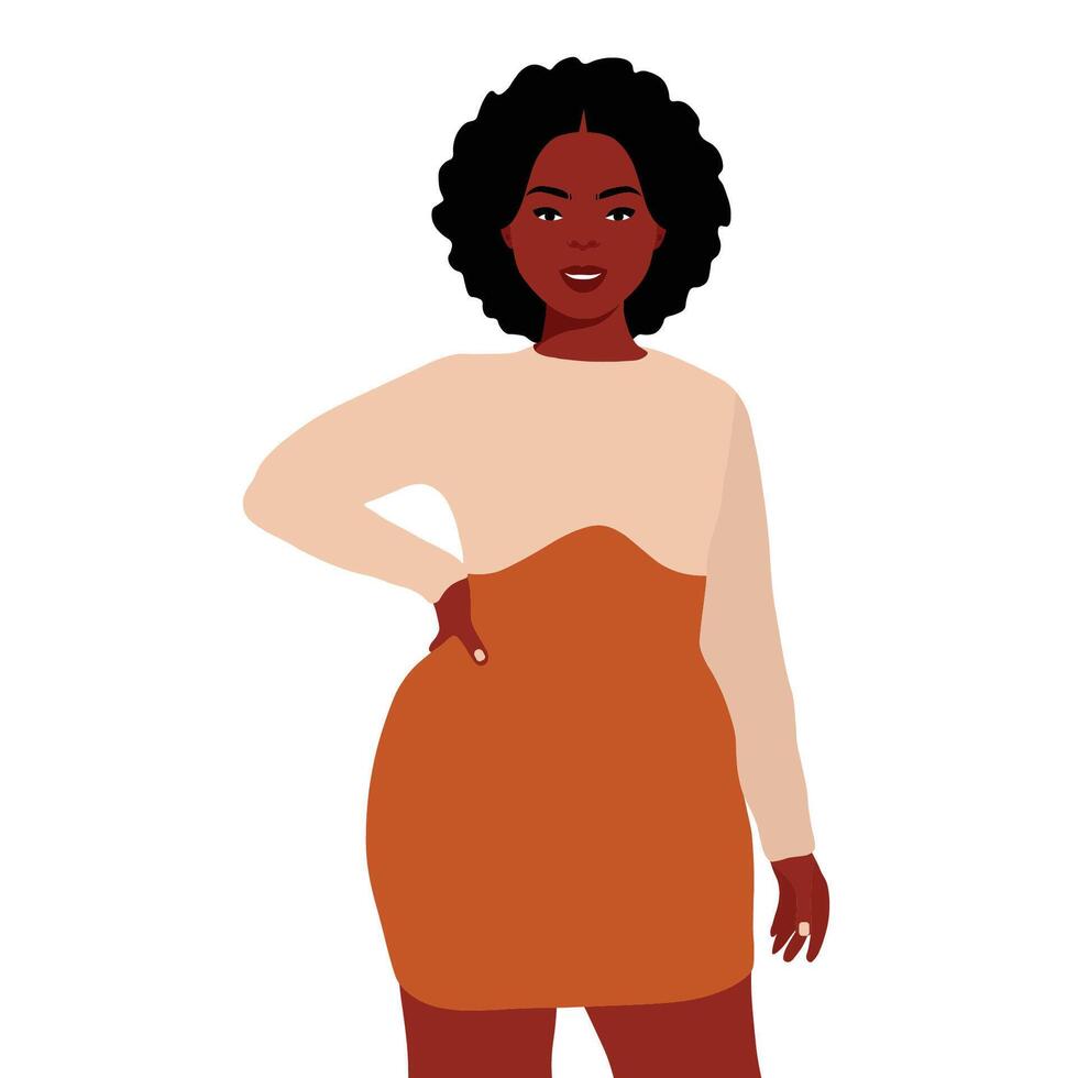 Black woman in tight dress vector