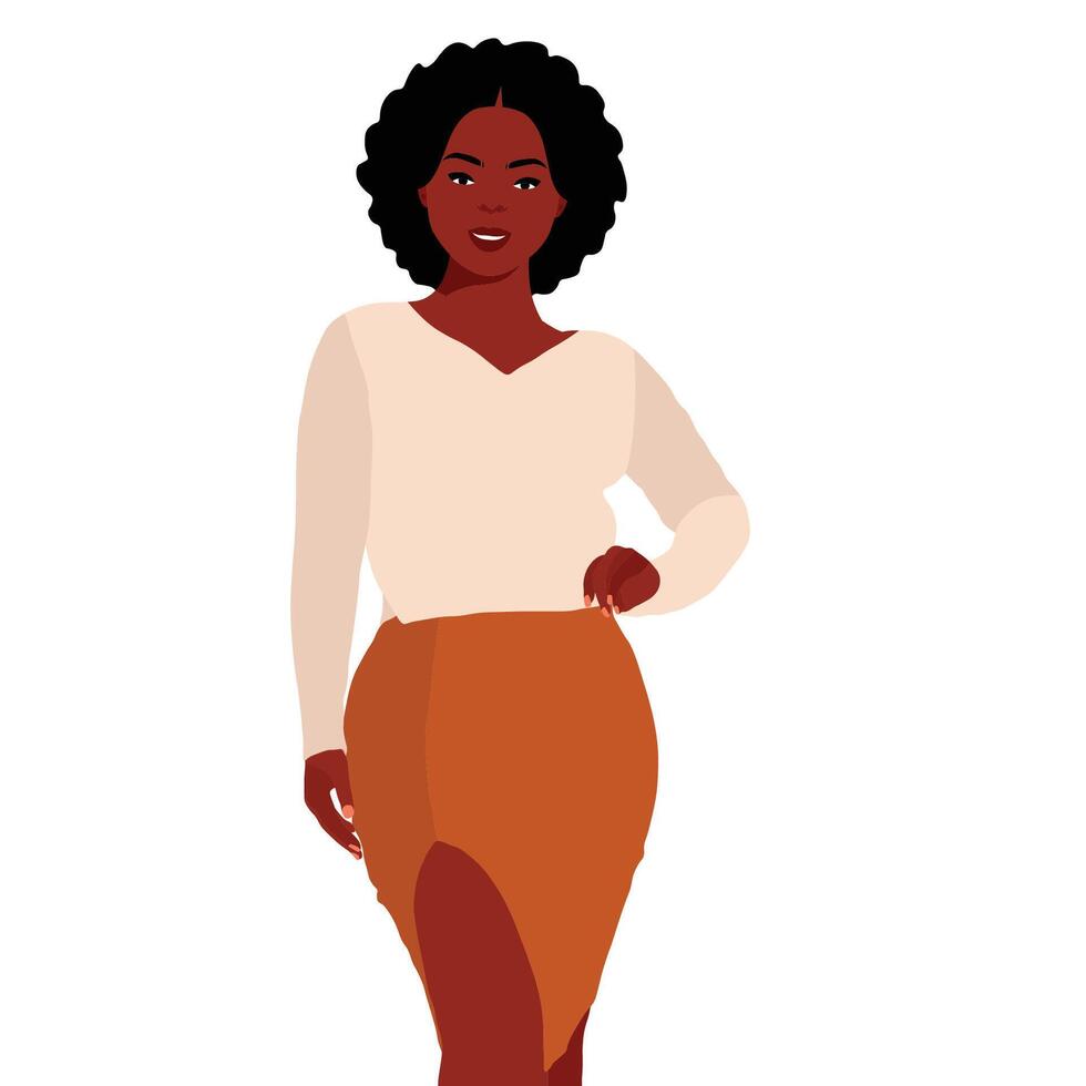 Black woman in warm jersey vector