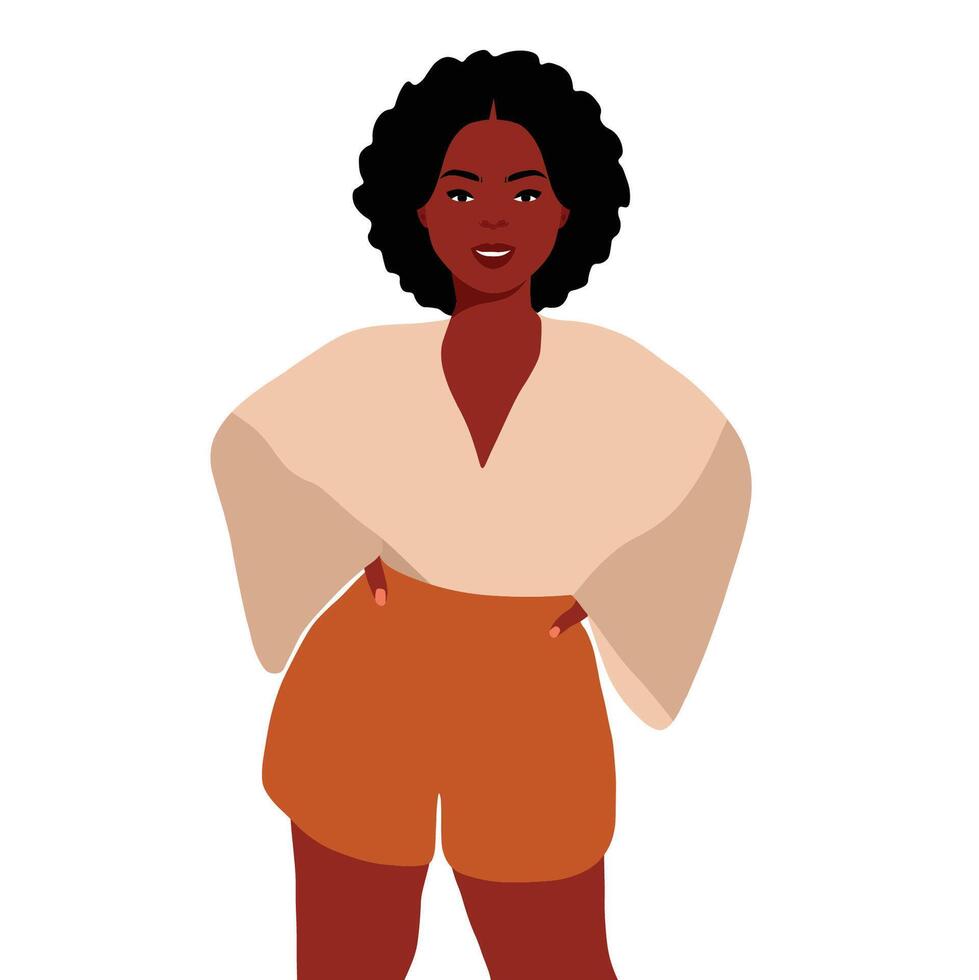 Black girl in orange short vector