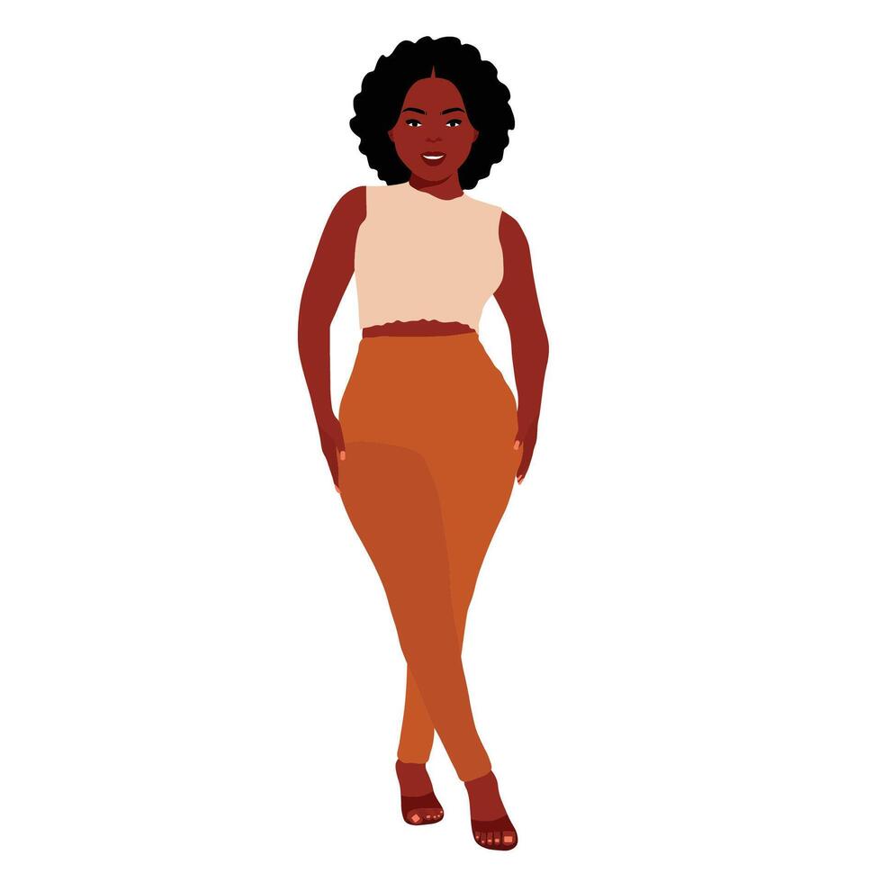Black girl in long tight pants vector