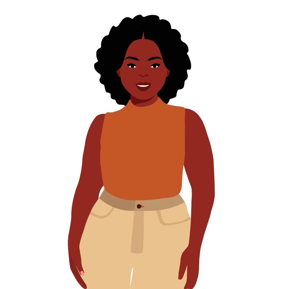 Black woman in white jeans vector