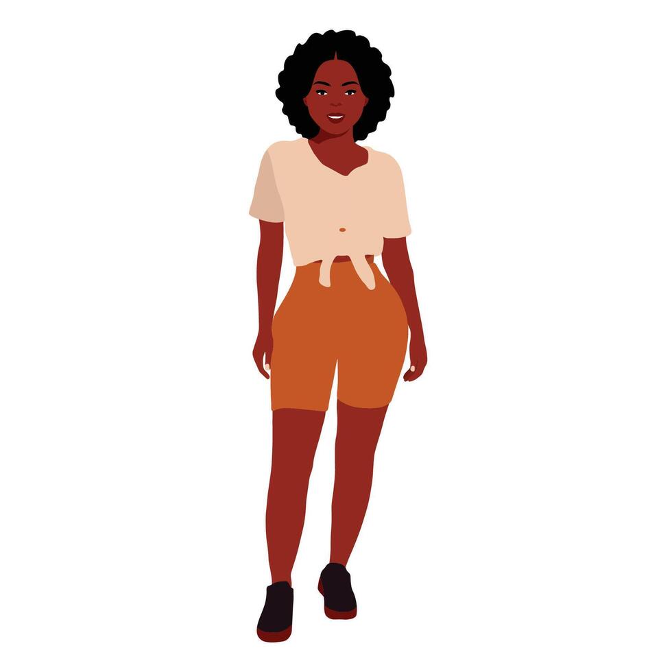 Black girl in tight short vector