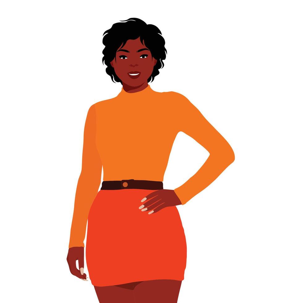 Black girl in tight skirt vector