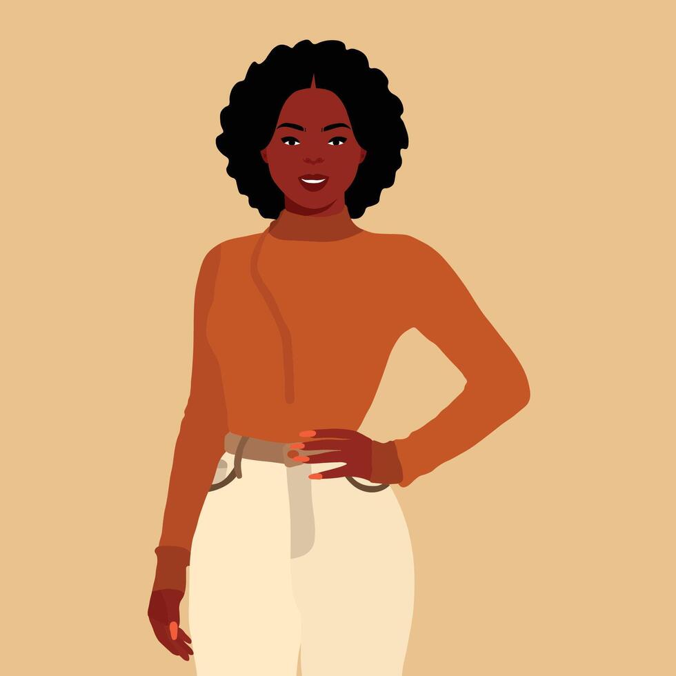Black girl in white pants vector