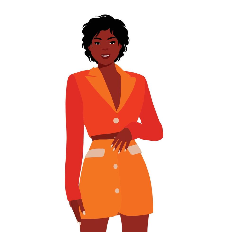 Black woman in red blazer vector