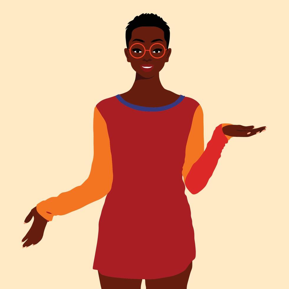 Black girl with hands out vector