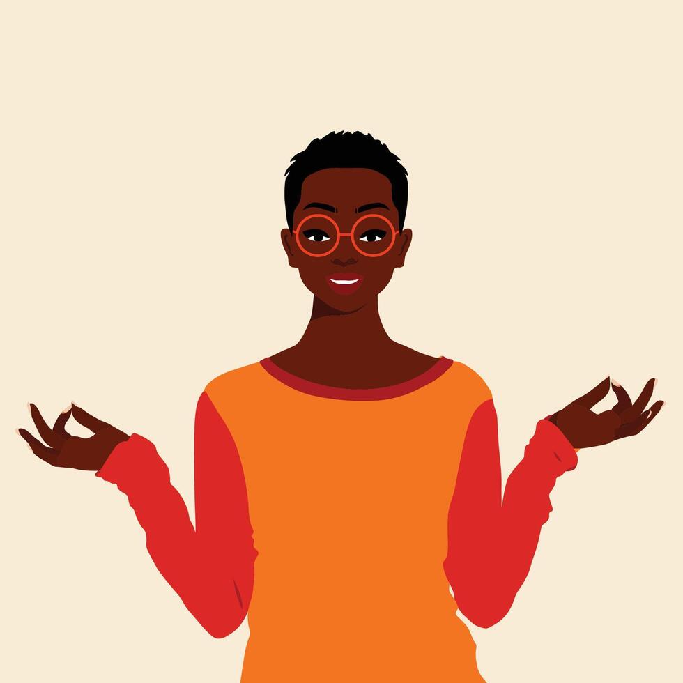 Black woman in Zen pose vector