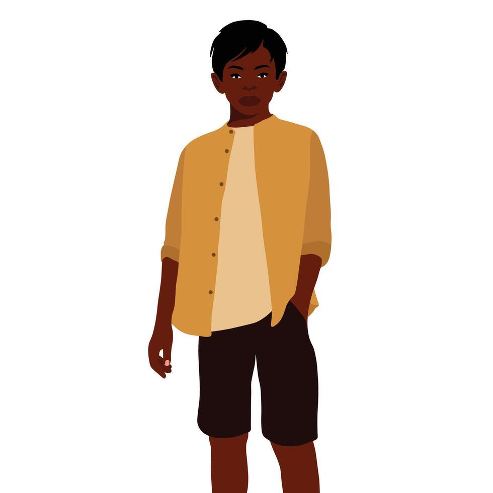 Handsome black boy in elegant art style vector
