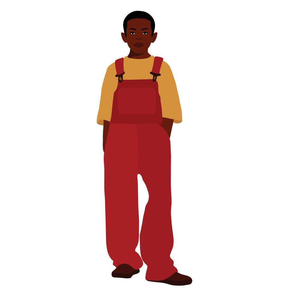 Black boy in red clothes vector