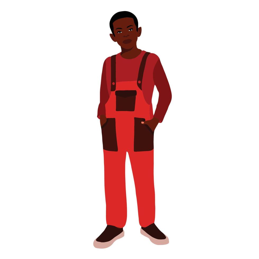Black boy in red top vector