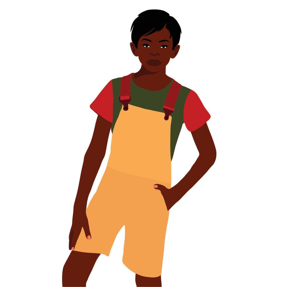 Young stylish black boy in elegant style vector
