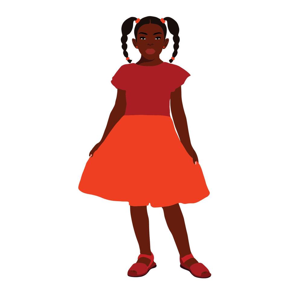 Black girl in a cute dress vector