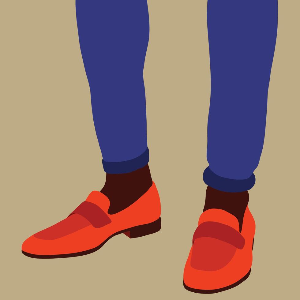 Man in blue jeans and orange shoes vector