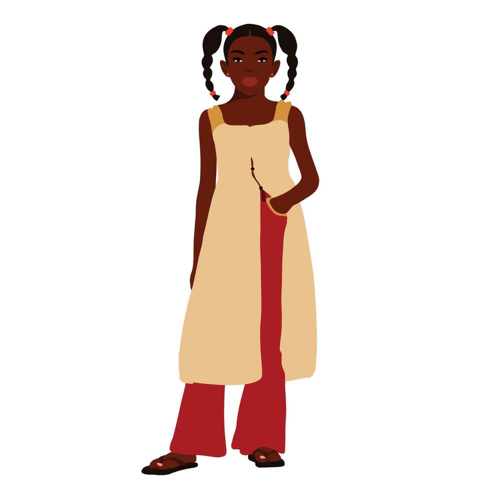 Young stylish black girl in elegant style vector