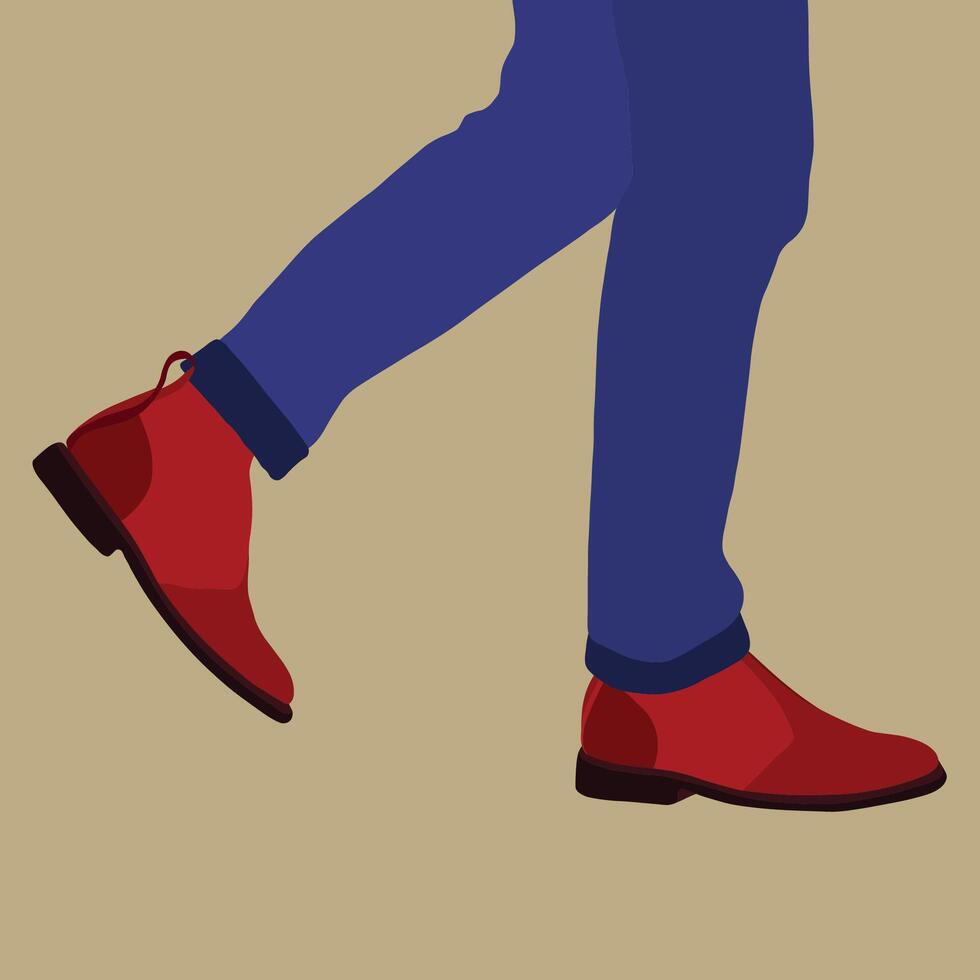Man walking in red shoes vector