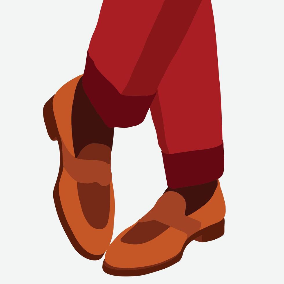Man standing cross legged in brown shoes vector