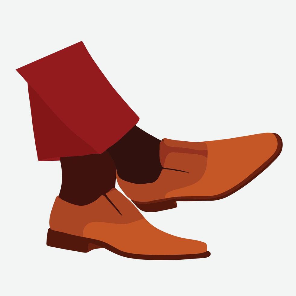 Man cross legged in brown shoes vector