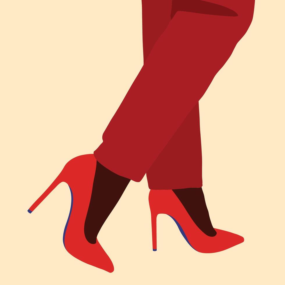 Woman in red pants and high heels vector