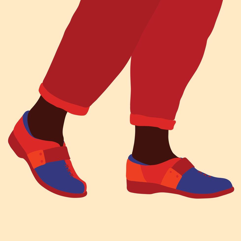 Bright colored shoes on black female vector