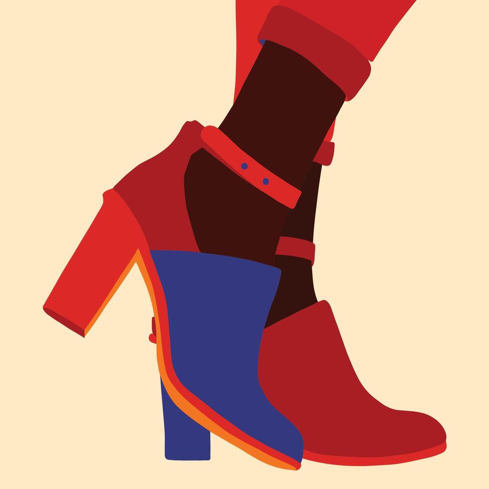 Woman in red and blue boots vector