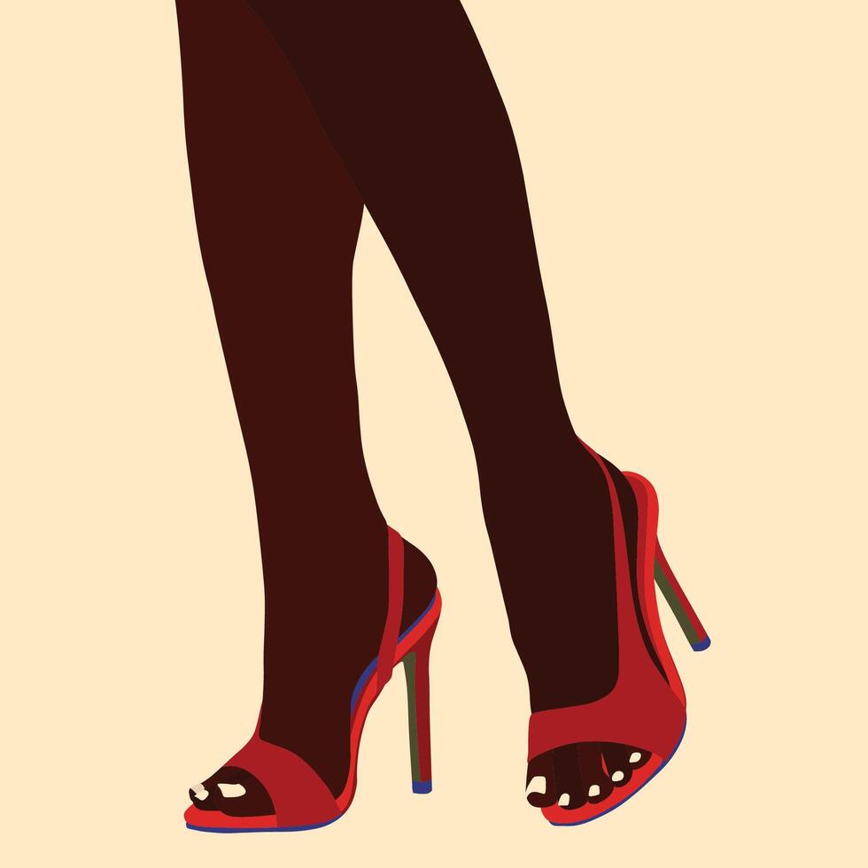 Long black legs in high heels vector