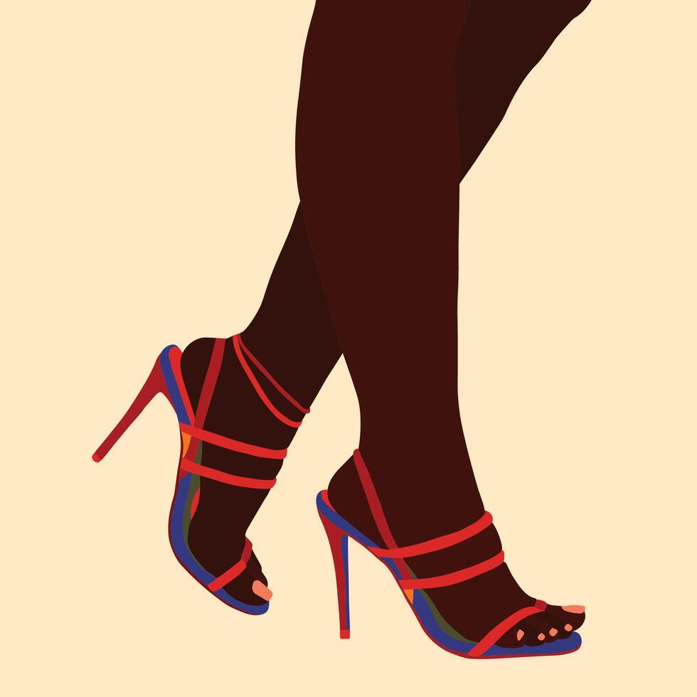 Black legs in beautiful high heels vector