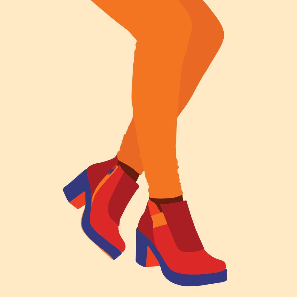 Woman in boots sitting cross legged vector