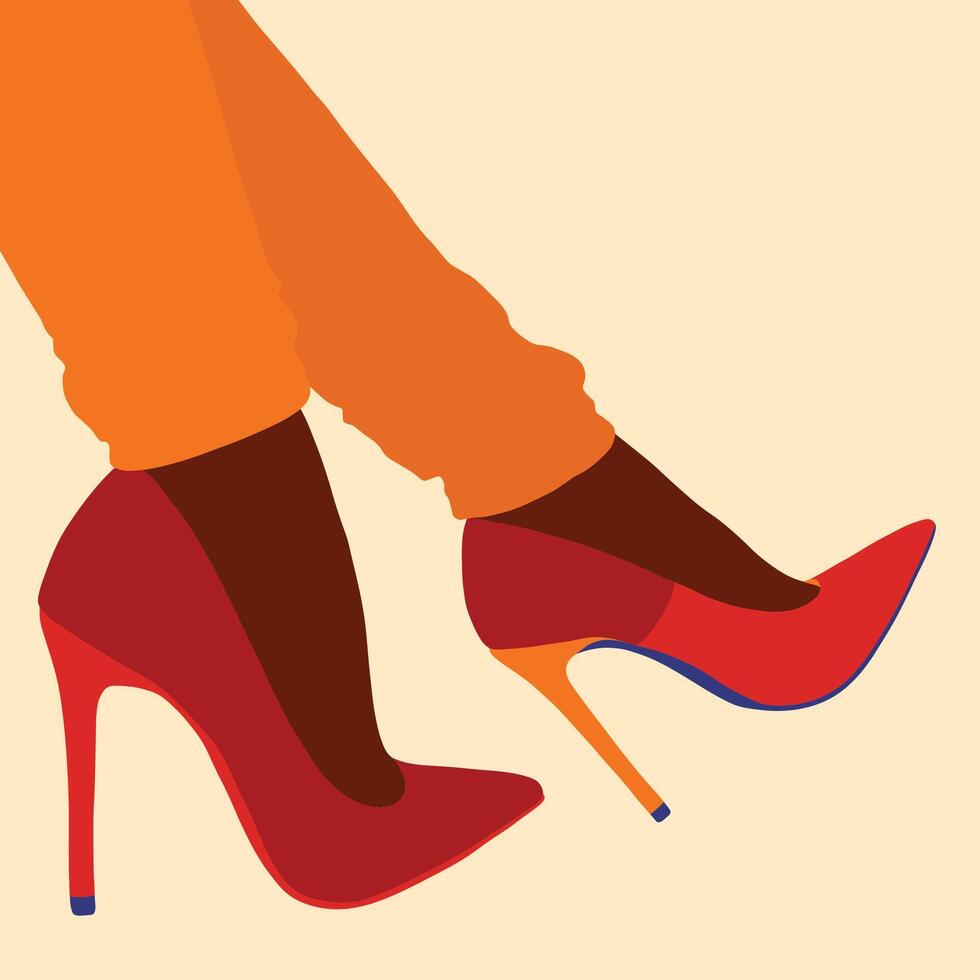 Female cute high heel shoes vector