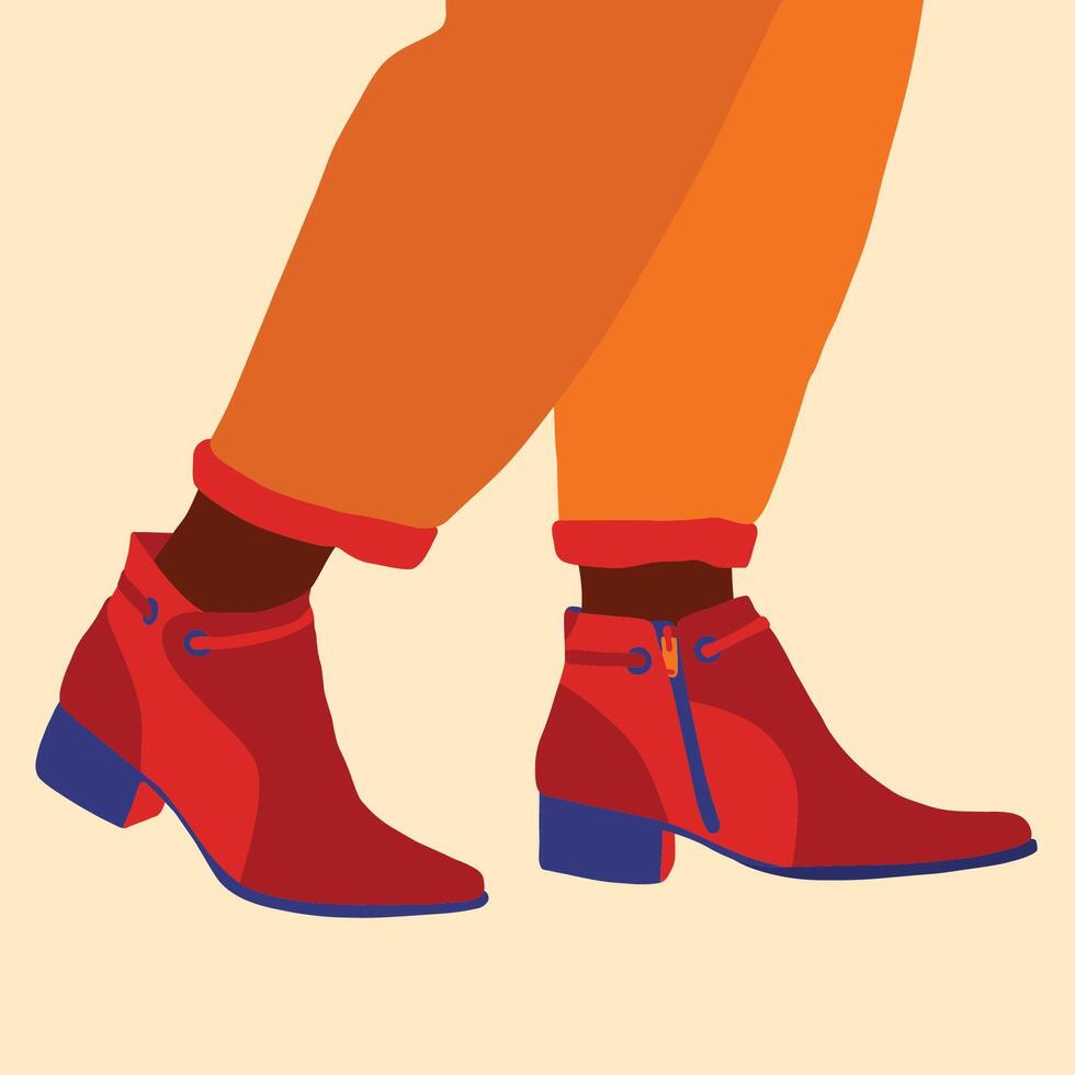 Orange pants and female boots vector