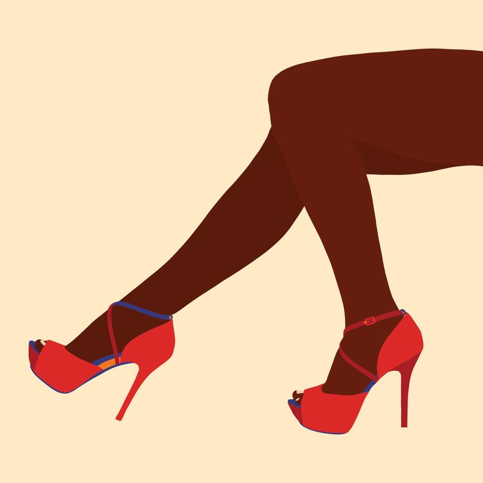 Black woman in orange heels vector