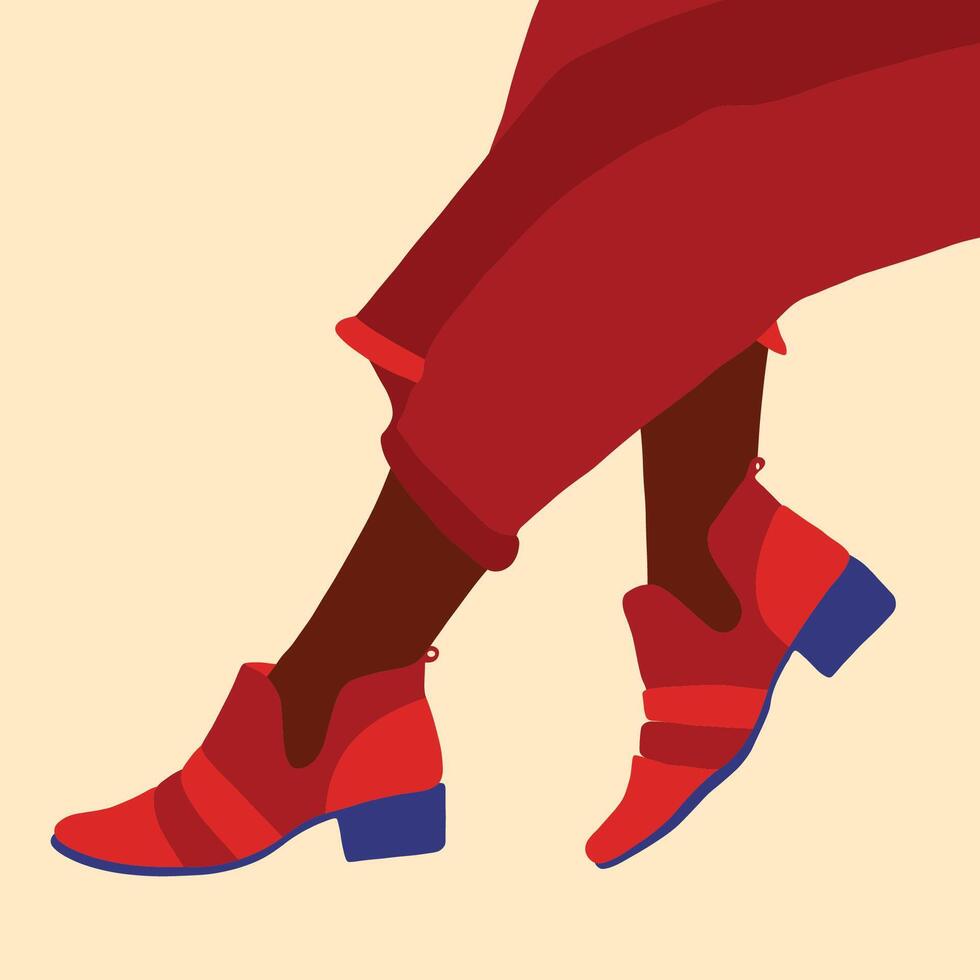 Female in red pants and red shoes vector