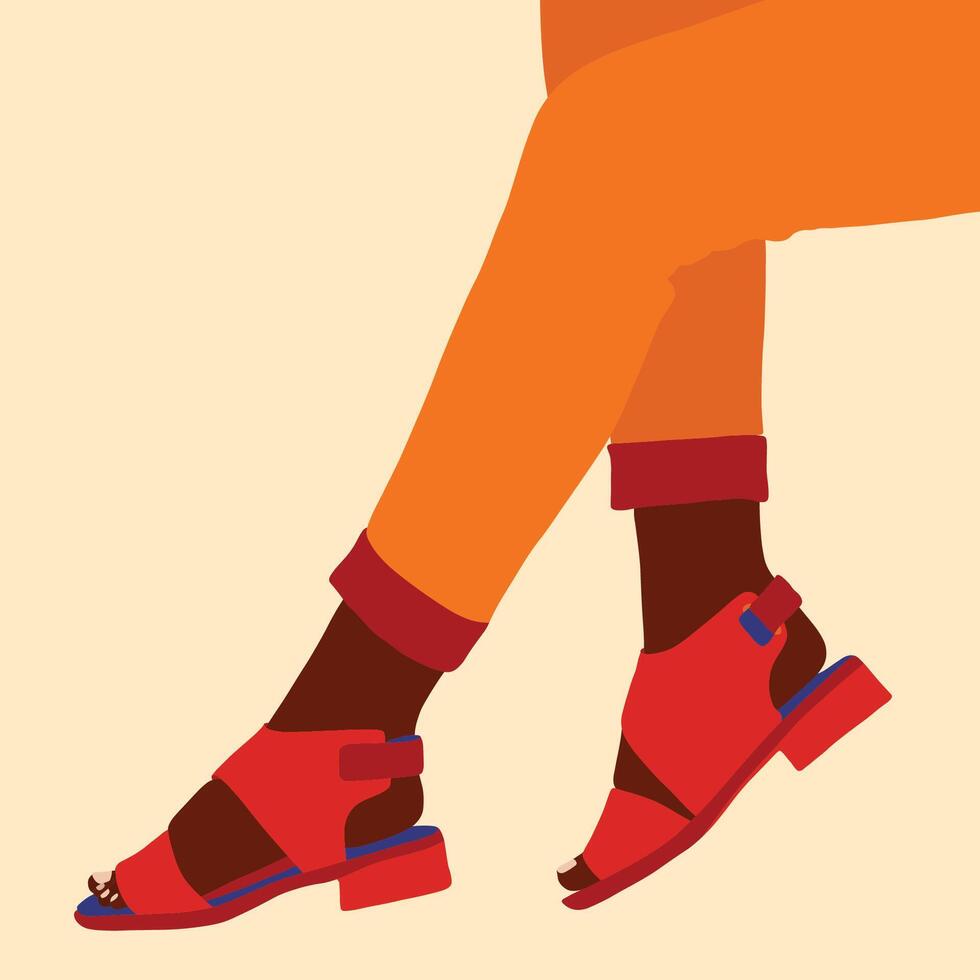 Red female sandals vector