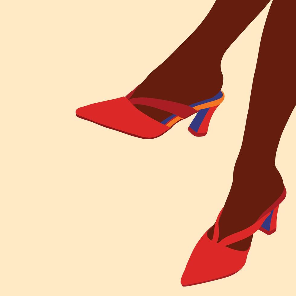 Black woman in heels and cross legged vector