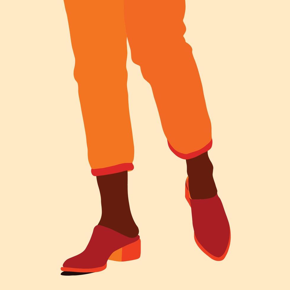 Red flat female shoes vector