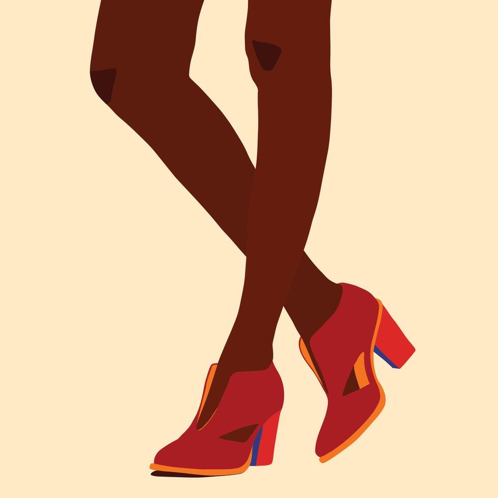 Back long legs in red boots vector