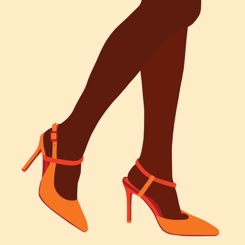 Neat orange high heels vector