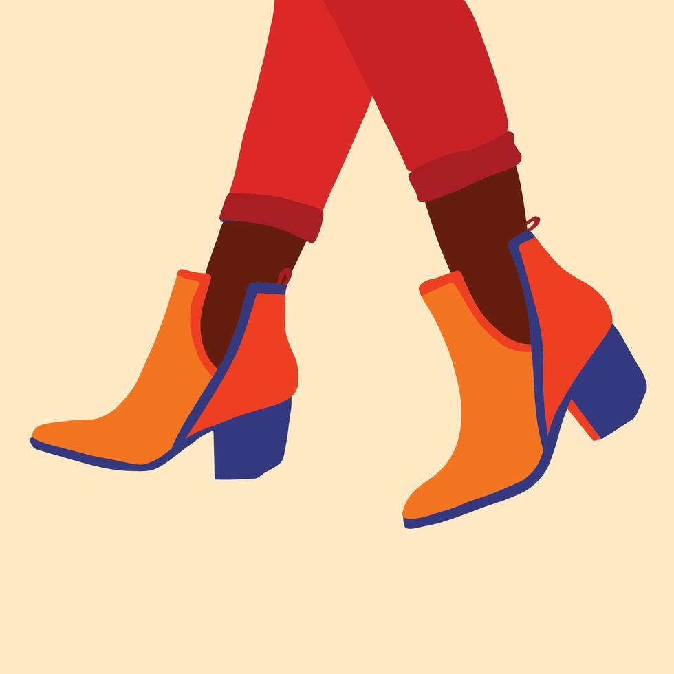 Woman wearing boots walking vector