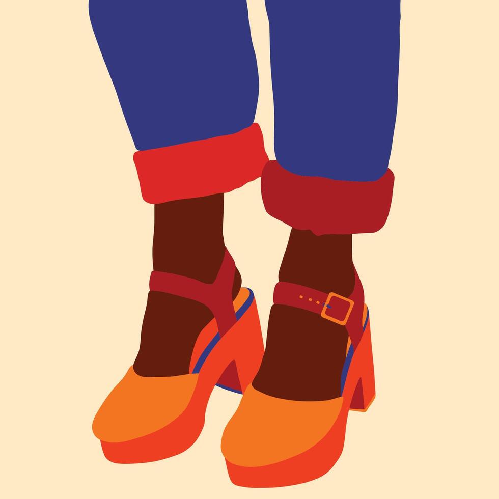 Female boots with blue pants vector
