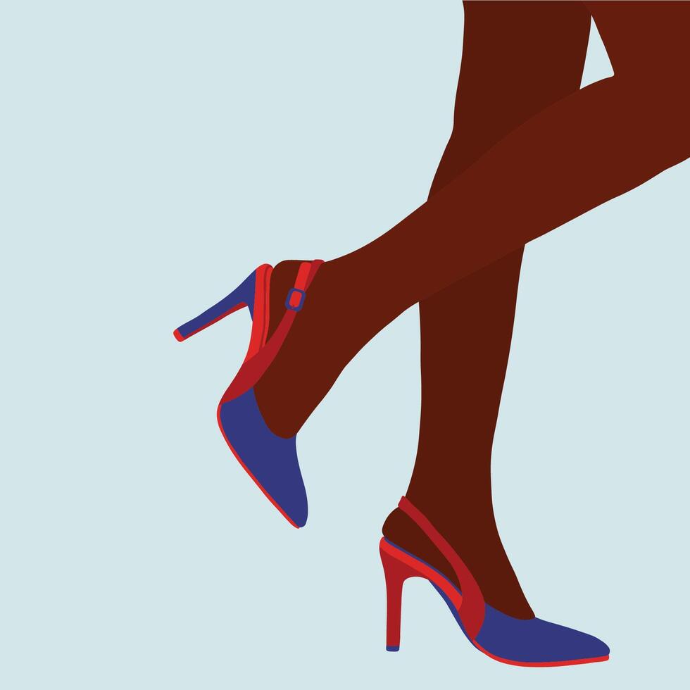Beautiful high heel shoes on black legs vector