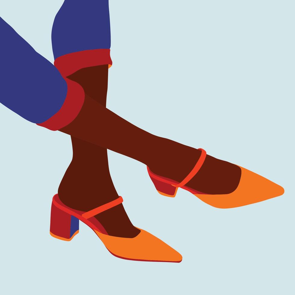 Blue pants and illustration of female boots vector